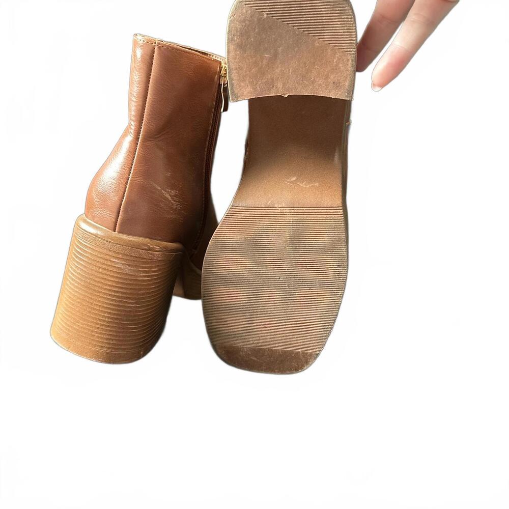 Tan Chunky Platform Square Toe Boots - image 5